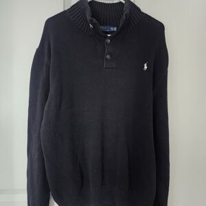 Polo by Ralph Lauren Men's Black Turtleneck Button Pullover